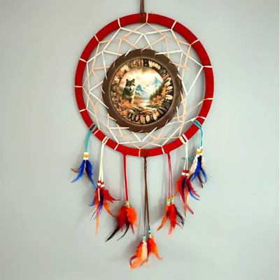 Autumnal Wolf Dreamcatcher 33cm - Dreamcatchers