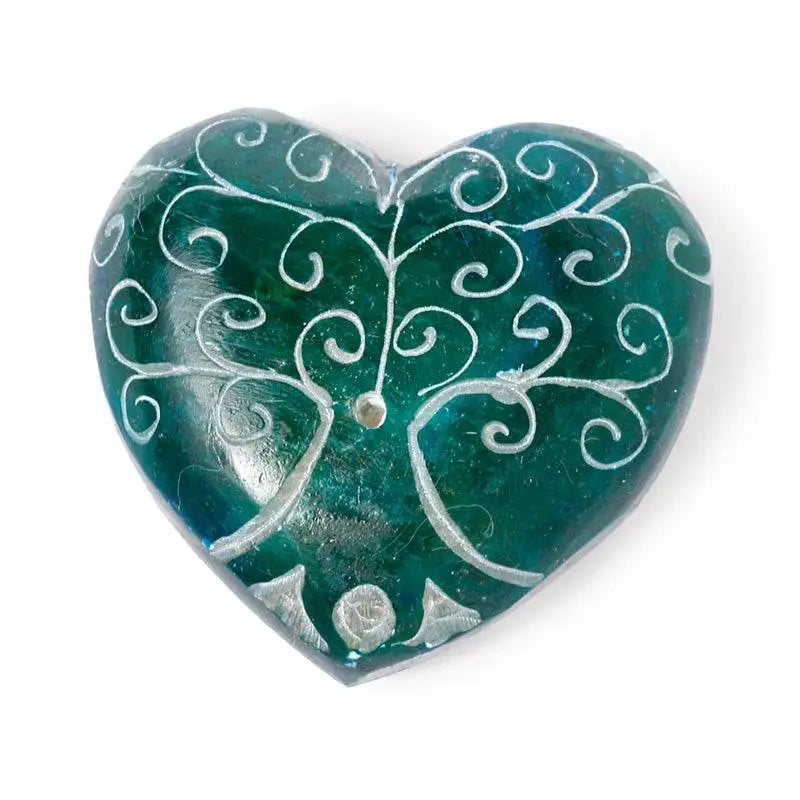 Carved Soapstone Chakra Heart Tree of Life Ashcatcher Incense Stick Burner - Incense Burners & Ash Catchers