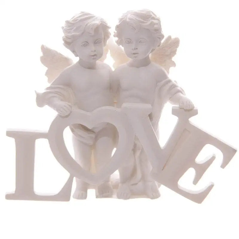 Cherubs Pair Holding LOVE Letters - Angels & Cherubs