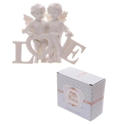 Cherubs Pair Holding LOVE Letters - Angels & Cherubs