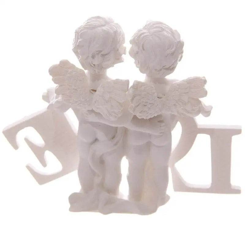 Cherubs Pair Holding LOVE Letters - Angels & Cherubs