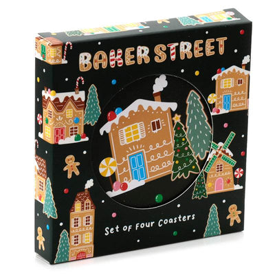 Christmas Baker Street Set of 4 Cork Coasters - Gift Arch