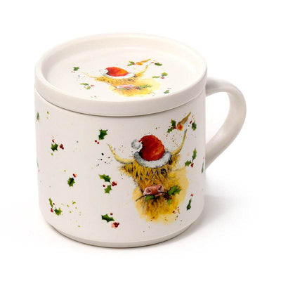 Christmas Jan Pashley Highland Coo Porcelain Mug & Coaster Lid Set - Gift Arch