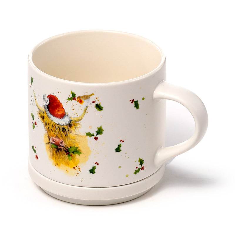 Christmas Jan Pashley Highland Coo Porcelain Mug & Coaster Lid Set - Gift Arch