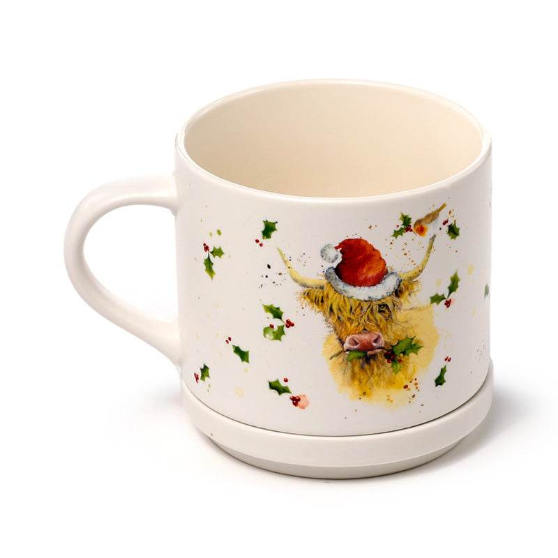 Christmas Jan Pashley Highland Coo Porcelain Mug & Coaster Lid Set - Gift Arch