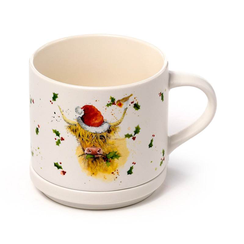 Christmas Jan Pashley Highland Coo Porcelain Mug & Coaster Lid Set - Gift Arch