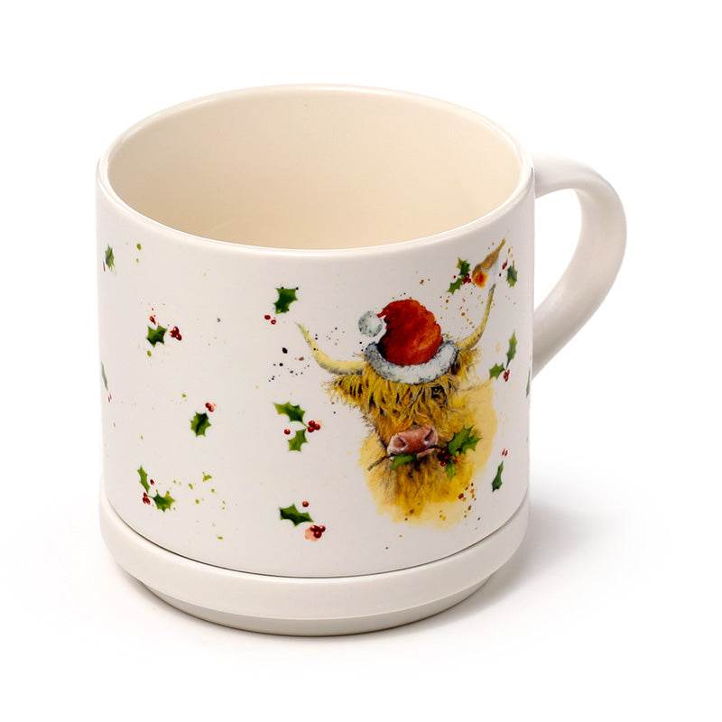 Christmas Jan Pashley Highland Coo Porcelain Mug & Coaster Lid Set - Gift Arch