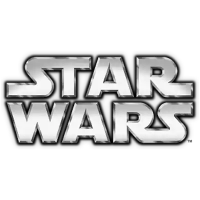Chrome star wars logo on black background