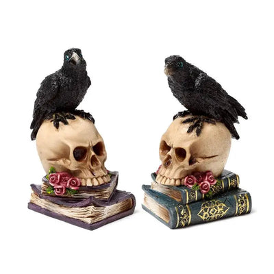Crow Perched on Skull & Books - Gothic Fantasy Skulls & Skeletons
