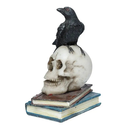Crow Standing on Skull & Books Ornament - Gothic Fantasy Skulls & Skeletons