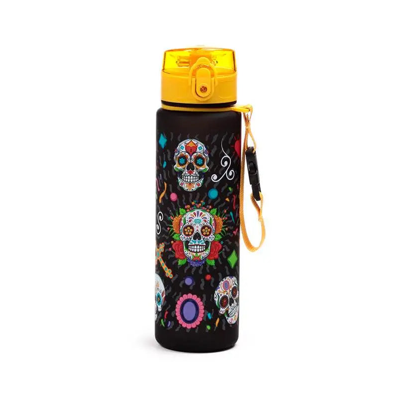 Day of the Dead Pop Top 600ml Shatterproof Bottle - Day of the Dead Skulls
