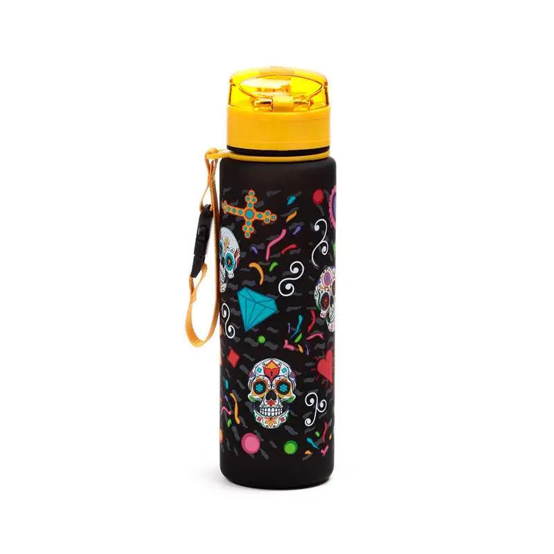 Day of the Dead Pop Top 600ml Shatterproof Bottle - Day of the Dead Skulls