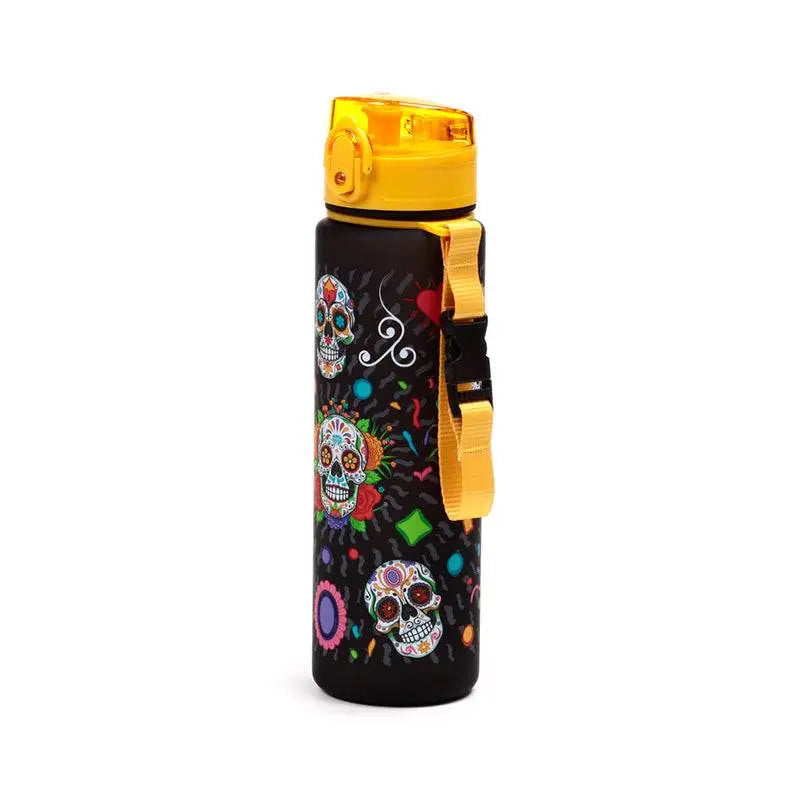 Day of the Dead Pop Top 600ml Shatterproof Bottle - Day of the Dead Skulls