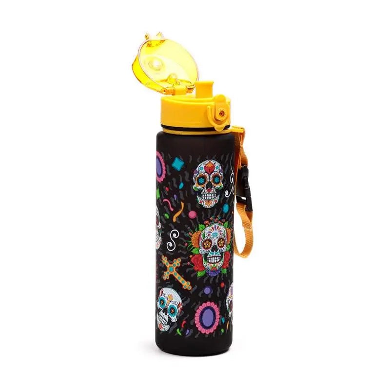 Day of the Dead Pop Top 600ml Shatterproof Bottle - Day of the Dead Skulls