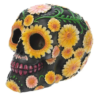 Day of the Dead Skull Head with Daisy Floral Motif - Day of the Dead Skulls