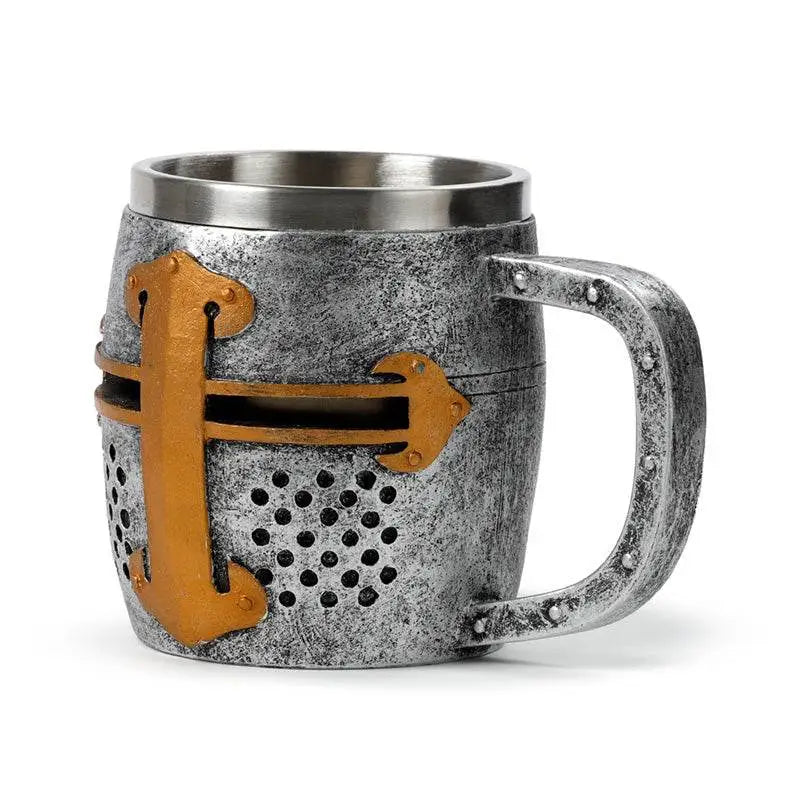 Decorative Medieval Knight Silver & Gold Helmet Tankard - Knight & Princess Gifts