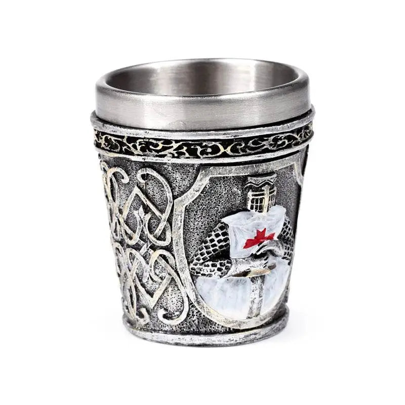 Decorative Medieval White Knight Shot Glass - Mason Drinking Jars Glasses & Tumblers