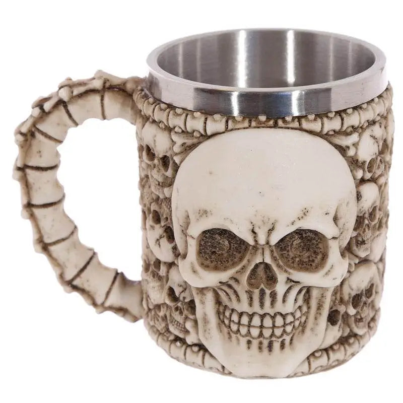 Decorative Multi Skull with Skull Emblem Tankard - Gothic Fantasy Skulls & Skeletons