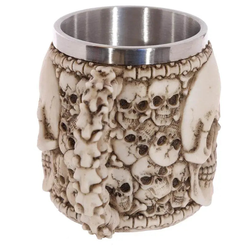 Decorative Multi Skull with Skull Emblem Tankard - Gothic Fantasy Skulls & Skeletons