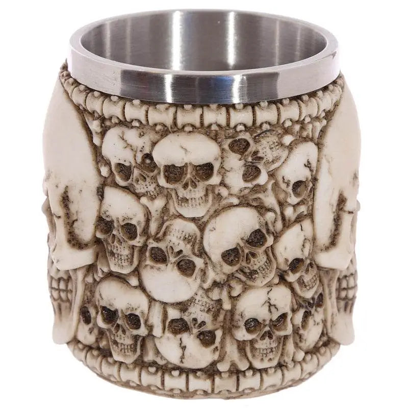 Decorative Multi Skull with Skull Emblem Tankard - Gothic Fantasy Skulls & Skeletons