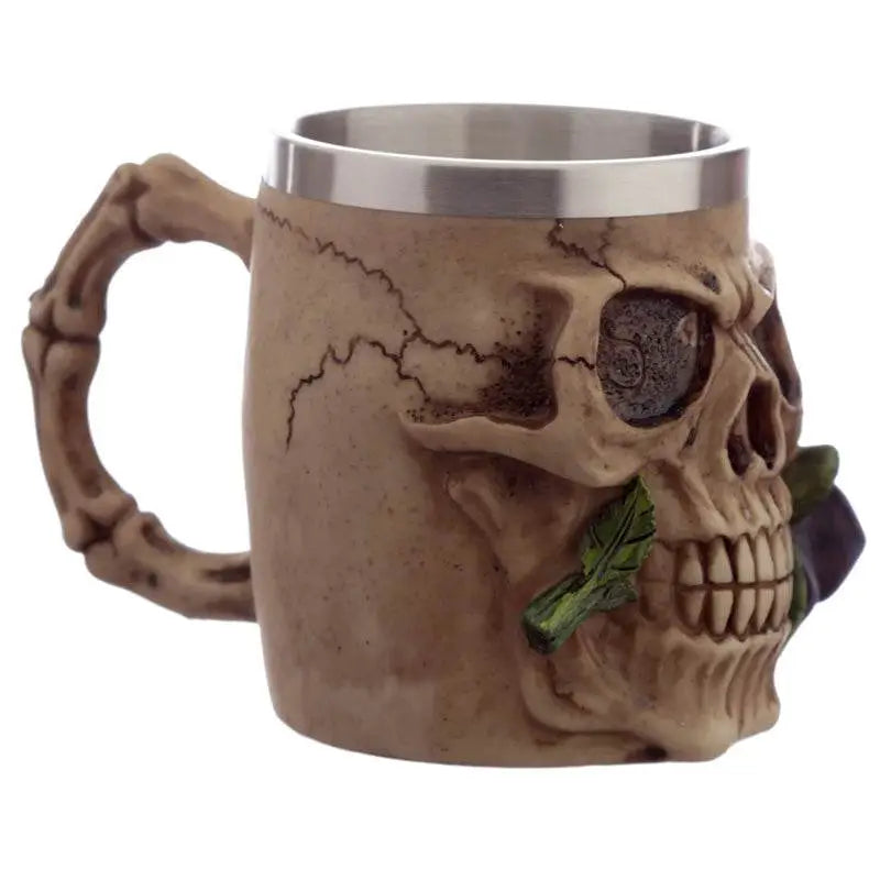 Decorative Skulls and Roses Tankard - Gothic Fantasy Skulls & Skeletons