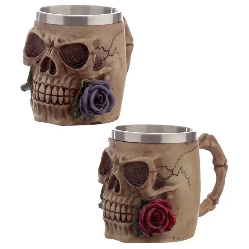 Decorative Skulls and Roses Tankard - Gothic Fantasy Skulls & Skeletons