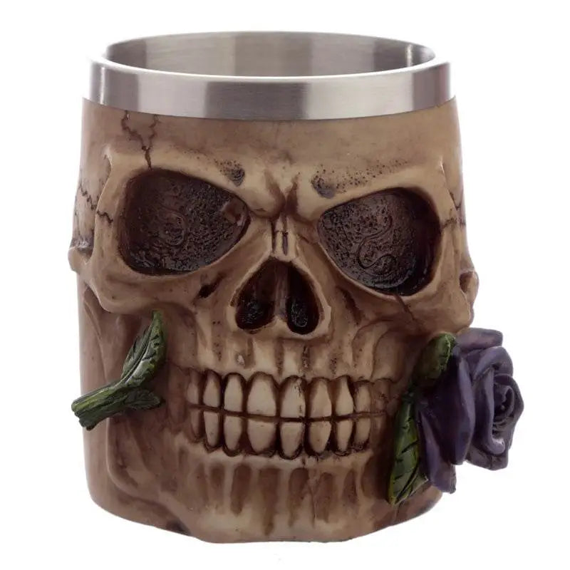 Decorative Skulls and Roses Tankard - Gothic Fantasy Skulls & Skeletons
