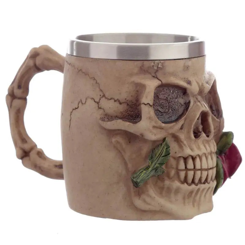 Decorative Skulls and Roses Tankard - Gothic Fantasy Skulls & Skeletons