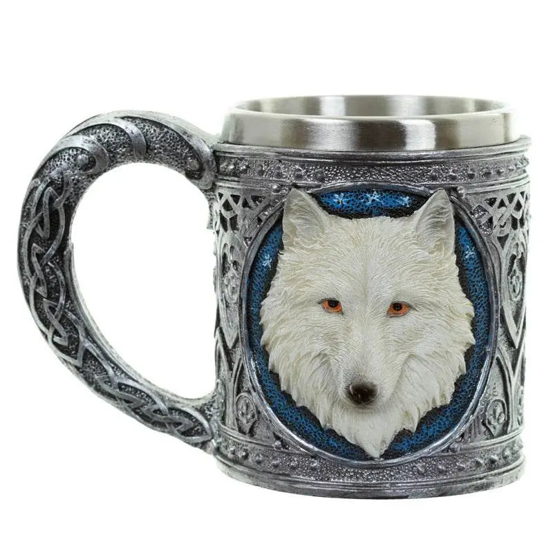 Decorative White Wolf Tankard - Wolf Gifts & Collectables