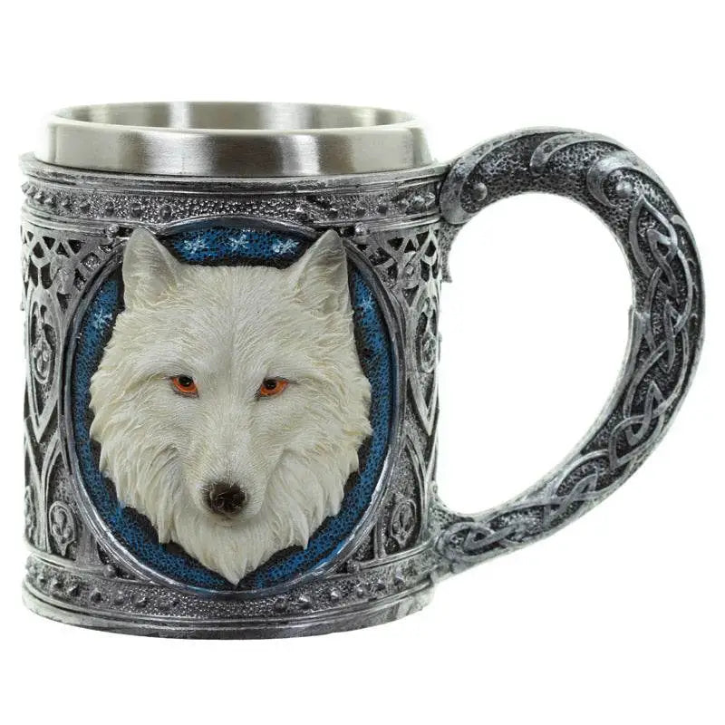 Decorative White Wolf Tankard - Wolf Gifts & Collectables