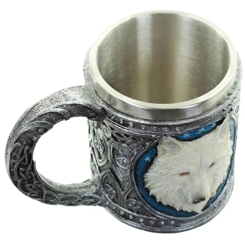 Decorative White Wolf Tankard - Wolf Gifts & Collectables