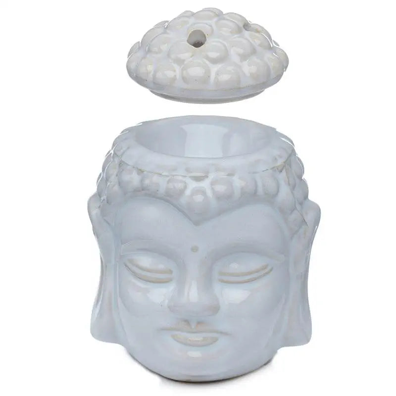 Eden Crackle Glaze Thai Buddha Head Ceramic Oil Burner - Oil Burners & Wax Melt Burners