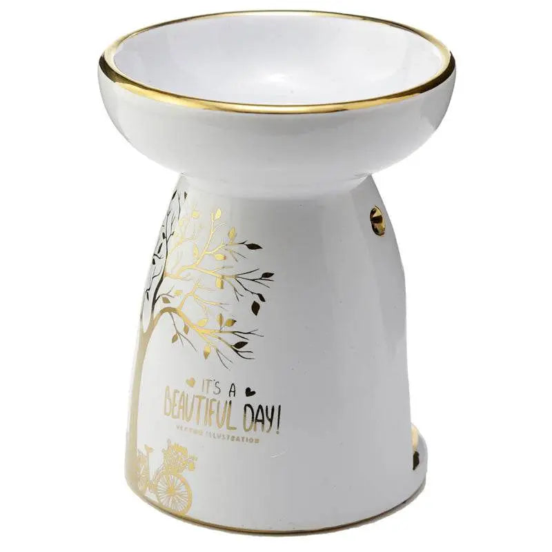 Eden Metallic Gold Tree Ceramic Oil & Wax Melt Burner - Oil Burners & Wax Melt Burners