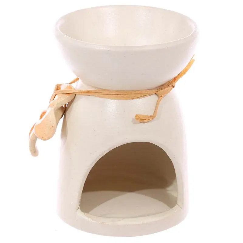 Eden Speckled Cream Ceramic Oil & Wax Melt Burner with Flower - Oil Burners & Wax Melt Burners