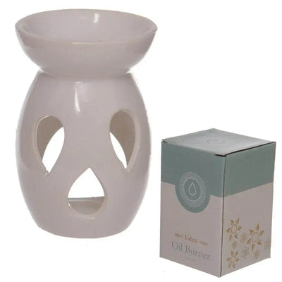Eden White Simple Tear Drop Cut-Out Ceramic Oil & Wax Melt Burner - Oil Burners & Wax Melt Burners