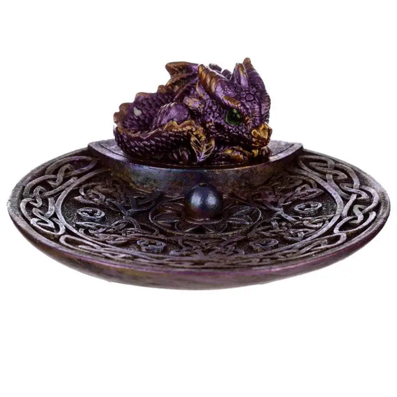 Elements Baby Dragon Celtic Ashcatcher Incense Stick Burner Dish - Incense Burners & Ash Catchers