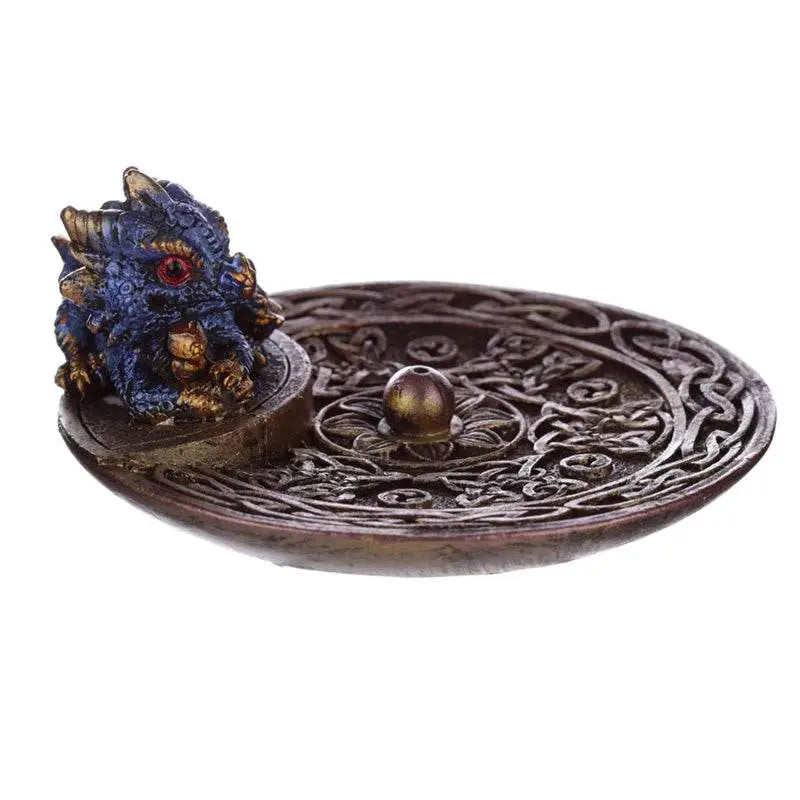 Elements Baby Dragon Celtic Ashcatcher Incense Stick Burner Dish - Incense Burners & Ash Catchers