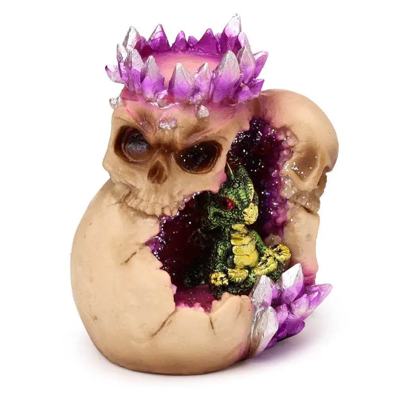 Elements Baby Dragon Crystal Skull Cave Tea Light Holder - Candles & Candle Holders