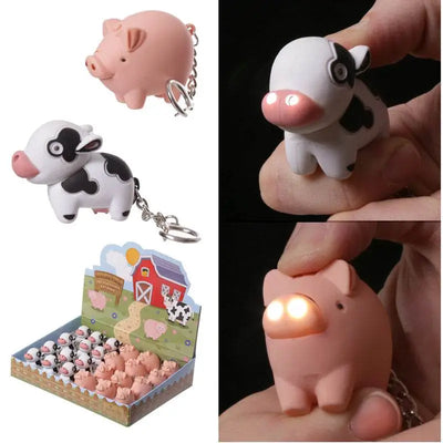 Farmyard LED Cow & Pig Keyring with Sound - Keyrings & Key Chains