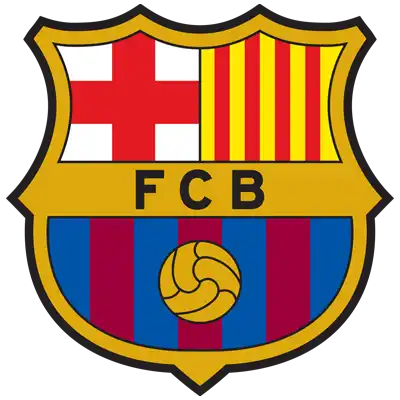 Fc barcelona crest with red, yellow and blue stripes.