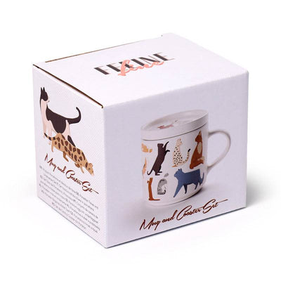 Feline Fine Cats (New) Porcelain Mug & Coaster Lid Set - Gift Arch