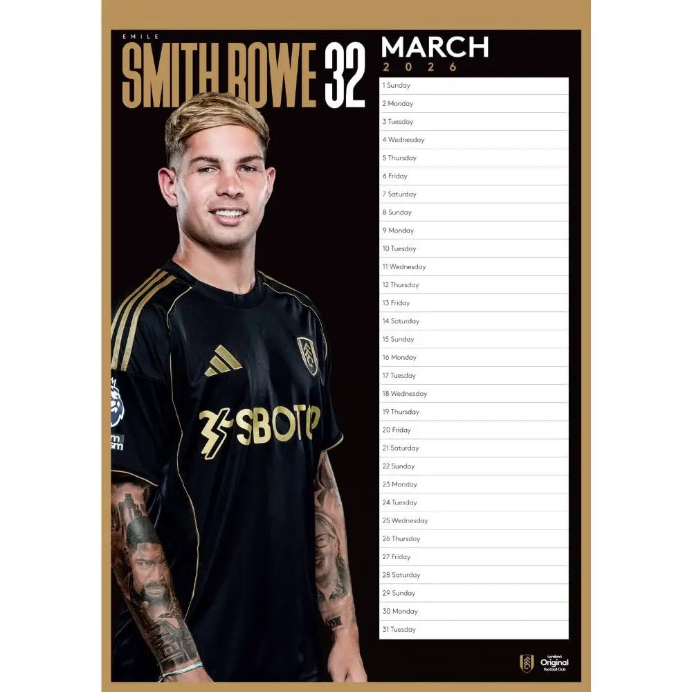 Fulham FC A3 Calendar 2026