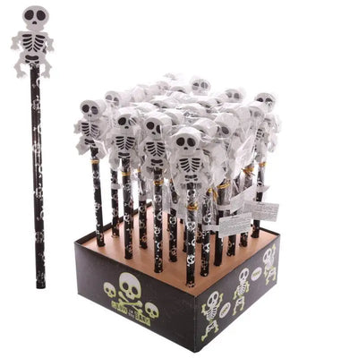Fun Skeleton Pencil & Eraser Topper - Gothic Fantasy Skulls & Skeletons