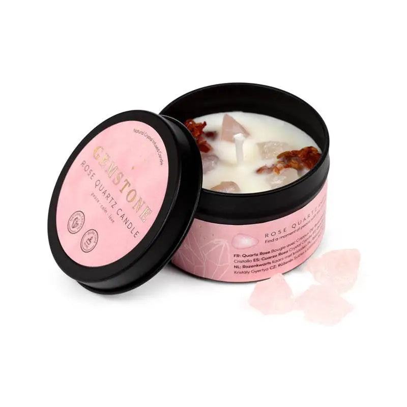 Gemstone Crystal Soy Wax Candle Tin - Candles & Candle Holders