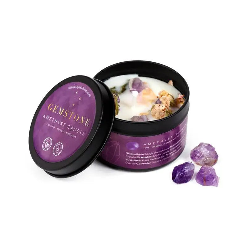 Gemstone Crystal Soy Wax Candle Tin - Candles & Candle Holders