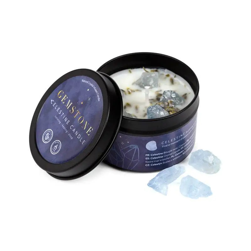 Gemstone Crystal Soy Wax Candle Tin - Candles & Candle Holders