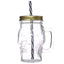 Glass Skull Drinking Jar with Metal Lid & Stripy Straw - Mason Drinking Jars Glasses & Tumblers