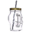 Glass Skull Drinking Jar with Metal Lid & Stripy Straw - Mason Drinking Jars Glasses & Tumblers