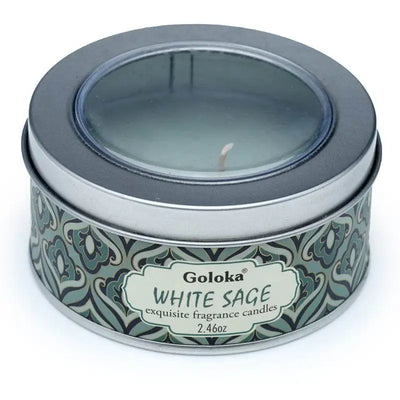 Goloka White Sage Wax Candle Tin - Candles & Candle Holders