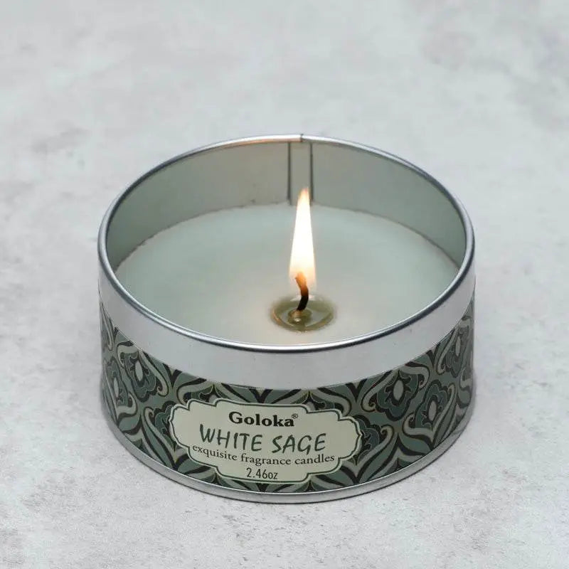 Goloka White Sage Wax Candle Tin - Candles & Candle Holders